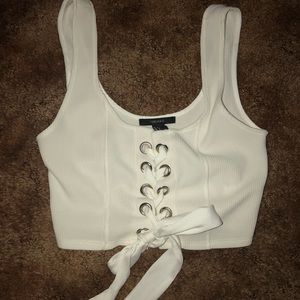 Lace Up Ribbon Crop Top